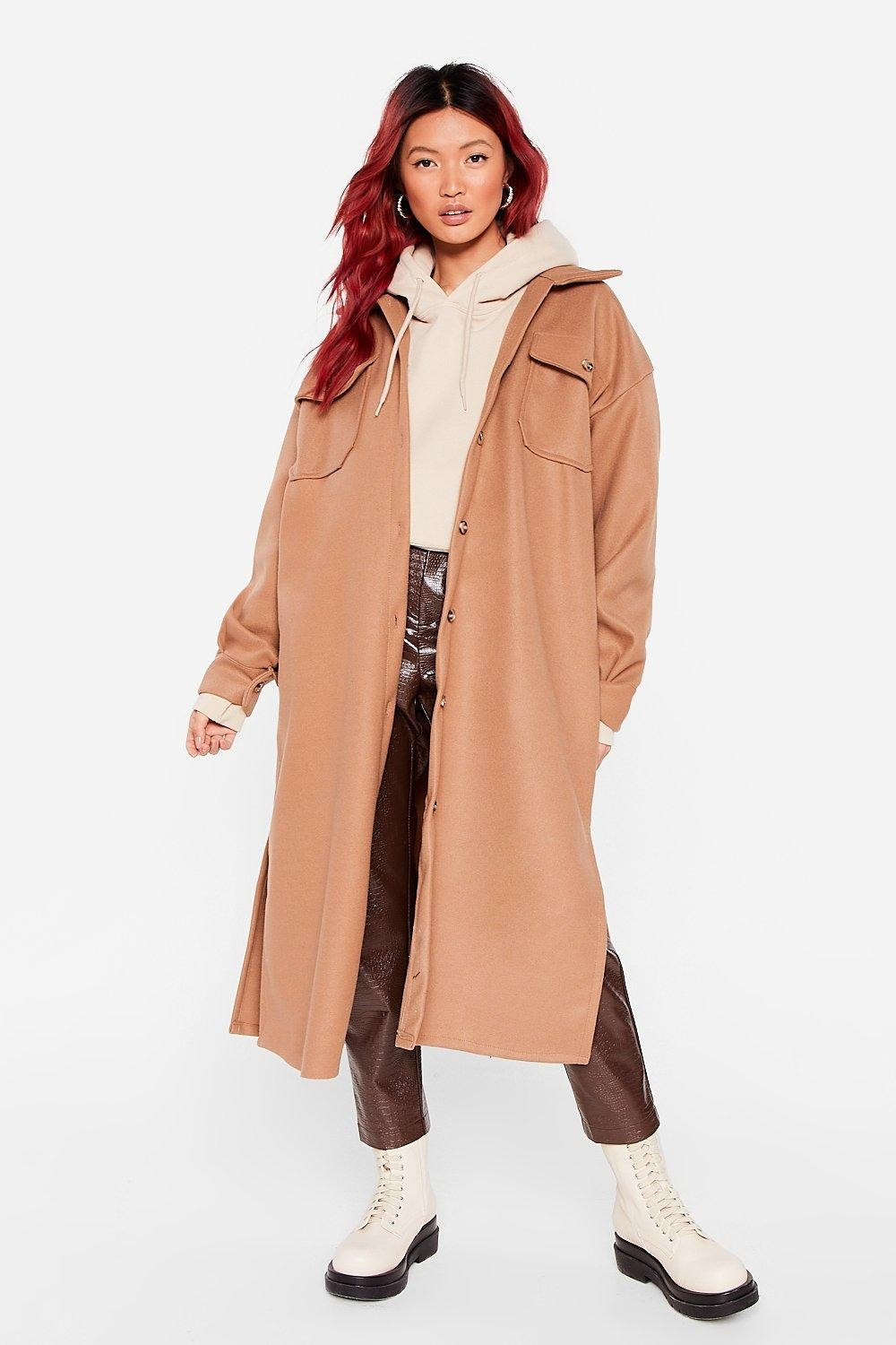 Womens I Wool Love You Longline Faux Wool Jacket - Camel | NastyGal (US & CA)