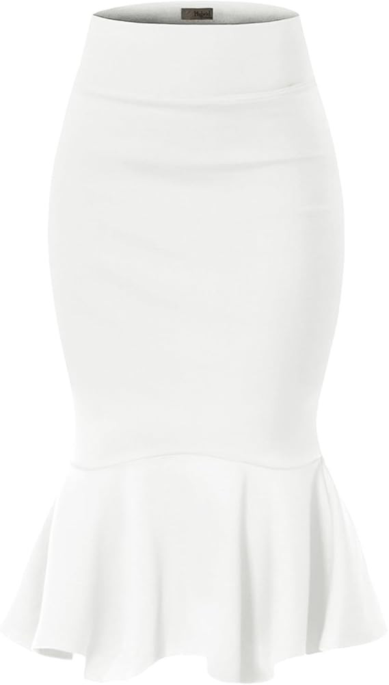 Hybrid & Company Womens Premium Nylon Ponte Stretch Office Fishtail Pencil Skirt High Waist Made ... | Amazon (US)
