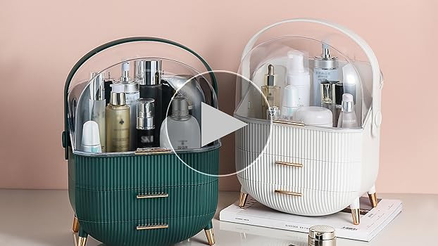 CANITORON Makeup Storage Organizer,Clear Cover Cosmetic Display Case with Two Tier Storage Box and B | Amazon (US)