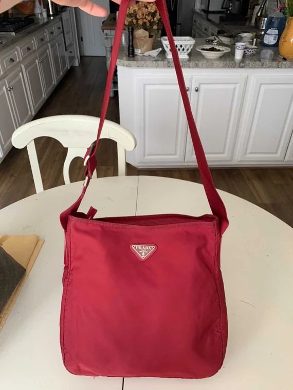 Authentic Prada Red Nylon shoulder bag | Etsy (US)