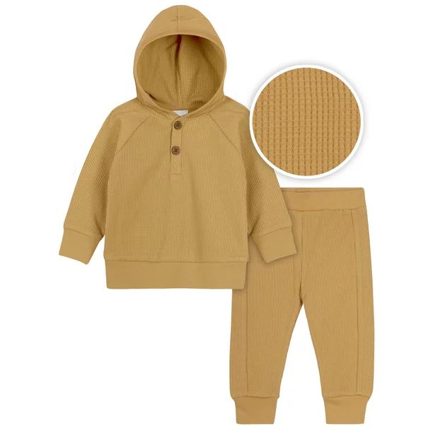 Modern Moments by Gerber Baby Boy Waffle Hoodie & Pant Outfit Set, 2-Piece, Sizes 0/3-24 Months -... | Walmart (US)