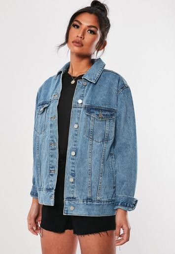 Blue Oversized Denim Jacket | Missguided (US & CA)