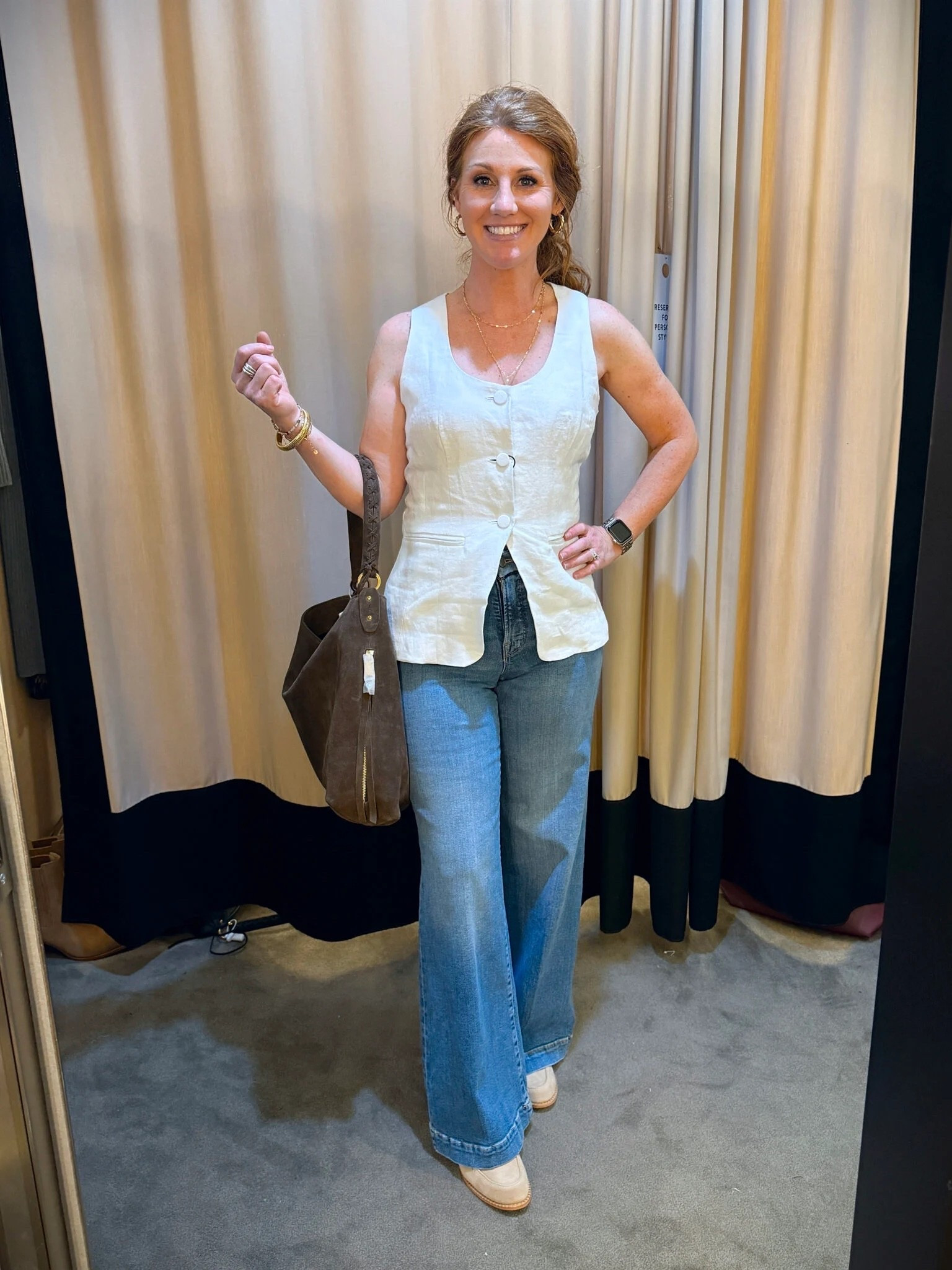 Linen vest size 2 | Petite jeans size 8P | Mary Jane mules true size 

#LTKPetite #LTKShoeCrush #LTKSaleAlert