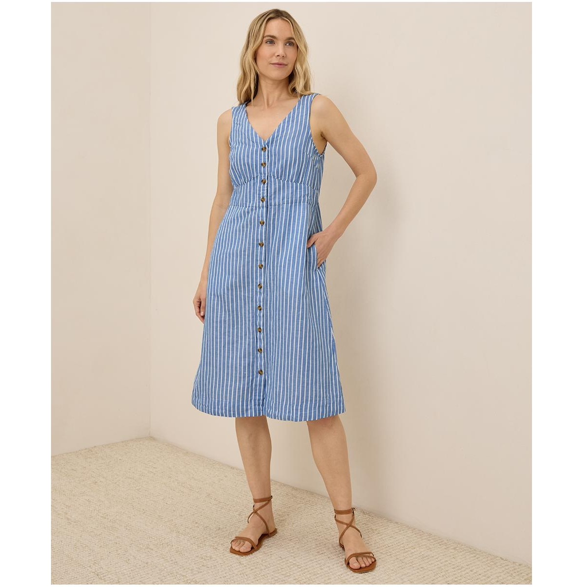 Pact Women's Cotton Canopy Linen Blend Button-Front Dress - Bondi stripe | Macy's