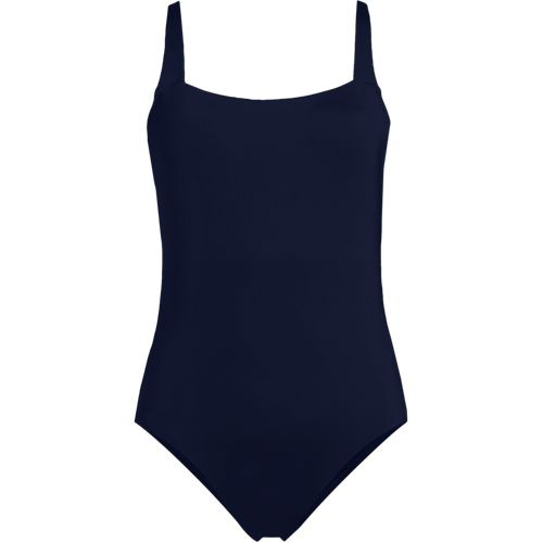 Women's Long Torso LE x T and T The Tiffany Square Neck One Piece - Lands' End - Blue - M | Lands' End (US)