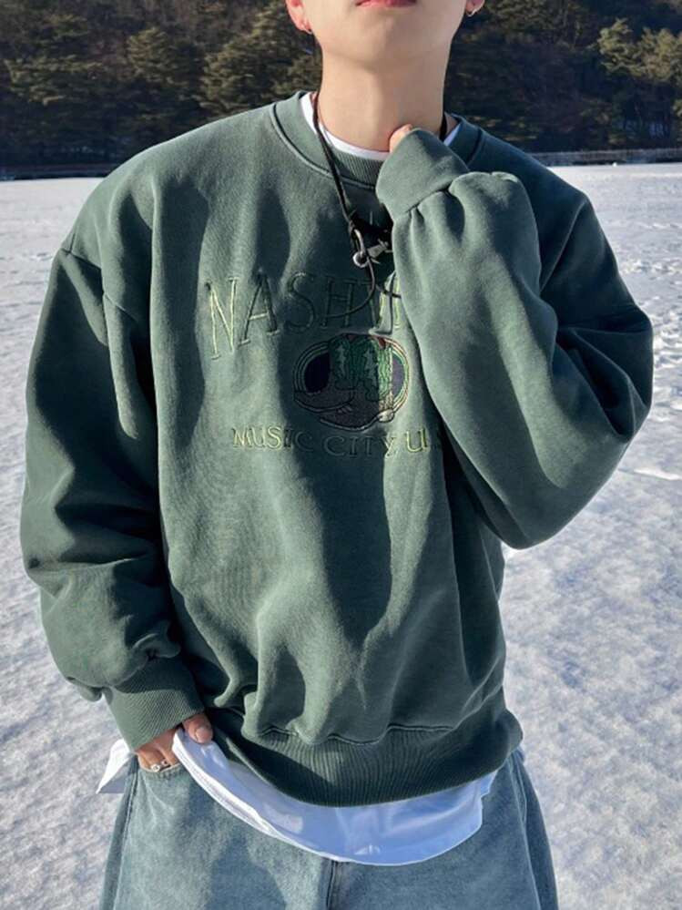 DAZY Men'S Autumn Winter Casual Sweatshirt With Letter Pattern Embroidery | SHEIN