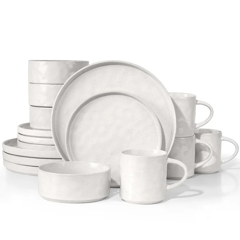 Vesteel Dinnerware Sets, 16-Piece Stoneware Plates and Bowls Set, Dishes Set for 4, Elegant Ceram... | Walmart (US)