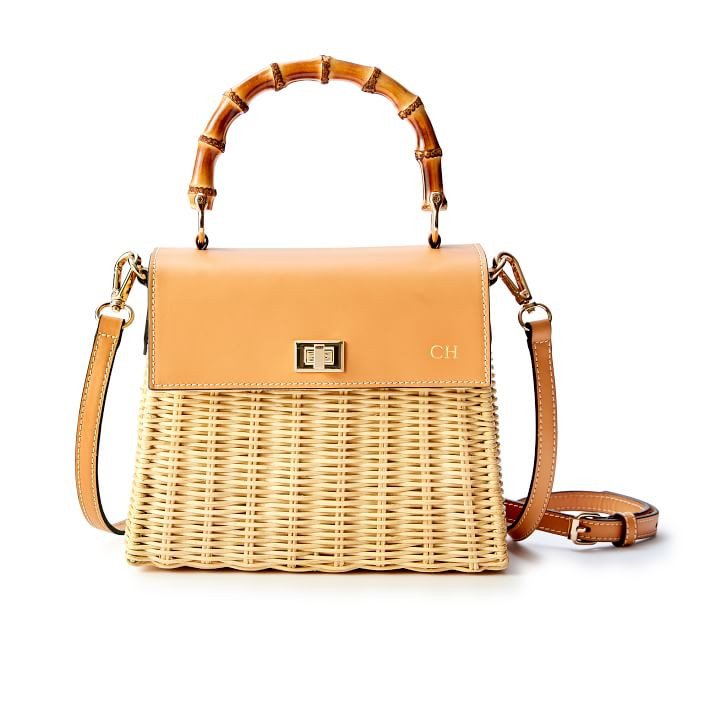 Bamboo Wicker Crossbody Bag | Mark and Graham