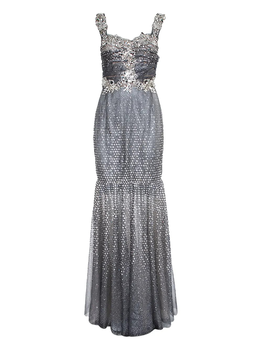 Dolce & Gabbana Pre-Owned crystal-embellishment floral-detail gown - Grey | Farfetch Global