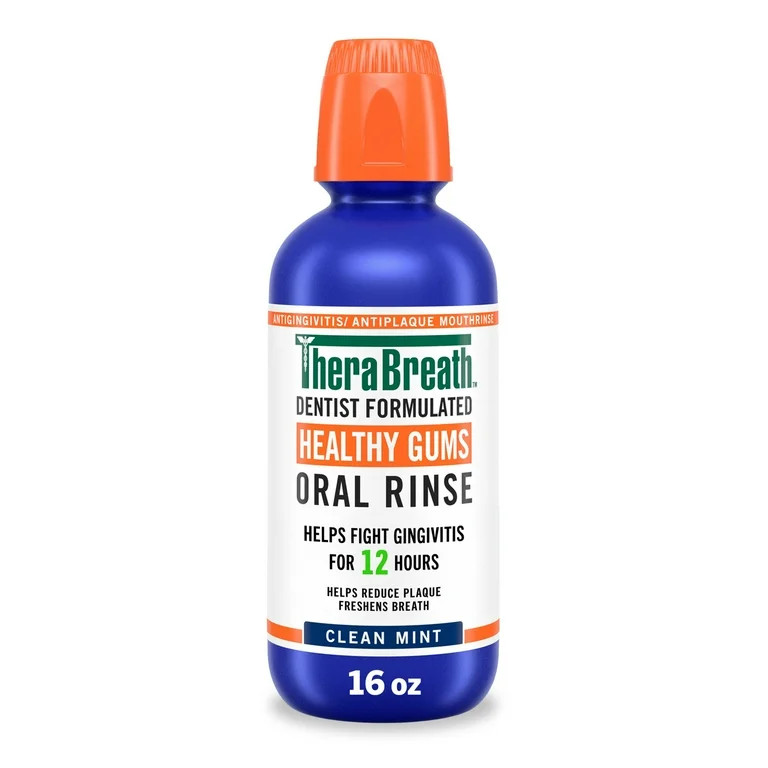 TheraBreath Healthy Gums Mouthwash, Antigingivitis Mouth Rinse for Adults, Clean Mint, 16 fl oz | Walmart (US)