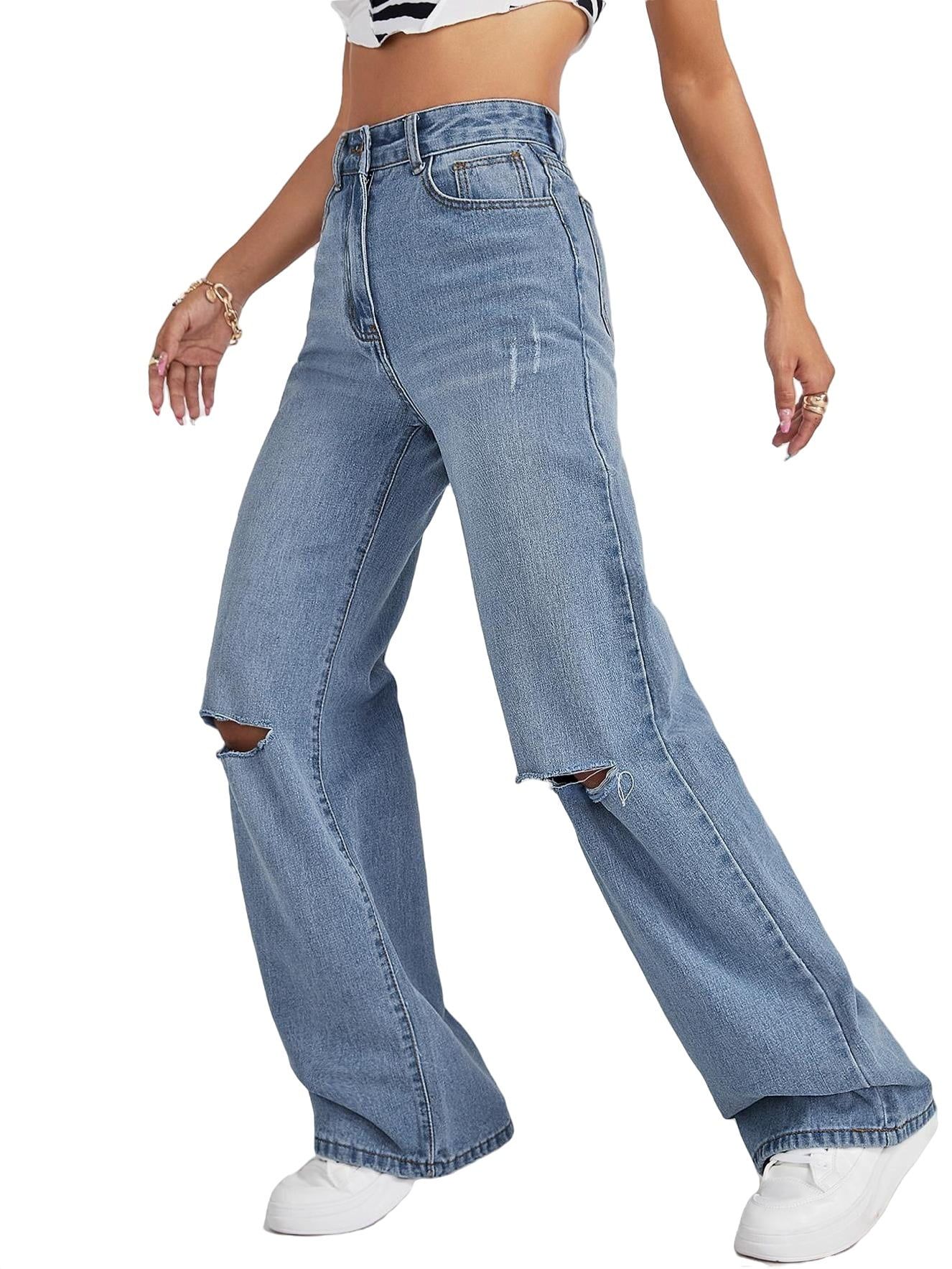 Women's Jeans High Waist Wide Leg Jeans Light Wash XS - Walmart.com | Walmart (US)