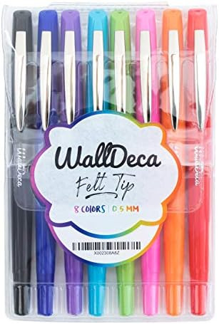 WallDeca Felt Tip Pens, Fine Point (0.5mm), Assorted Rainbow Colors, 8 Count | Made for Everyday ... | Amazon (US)