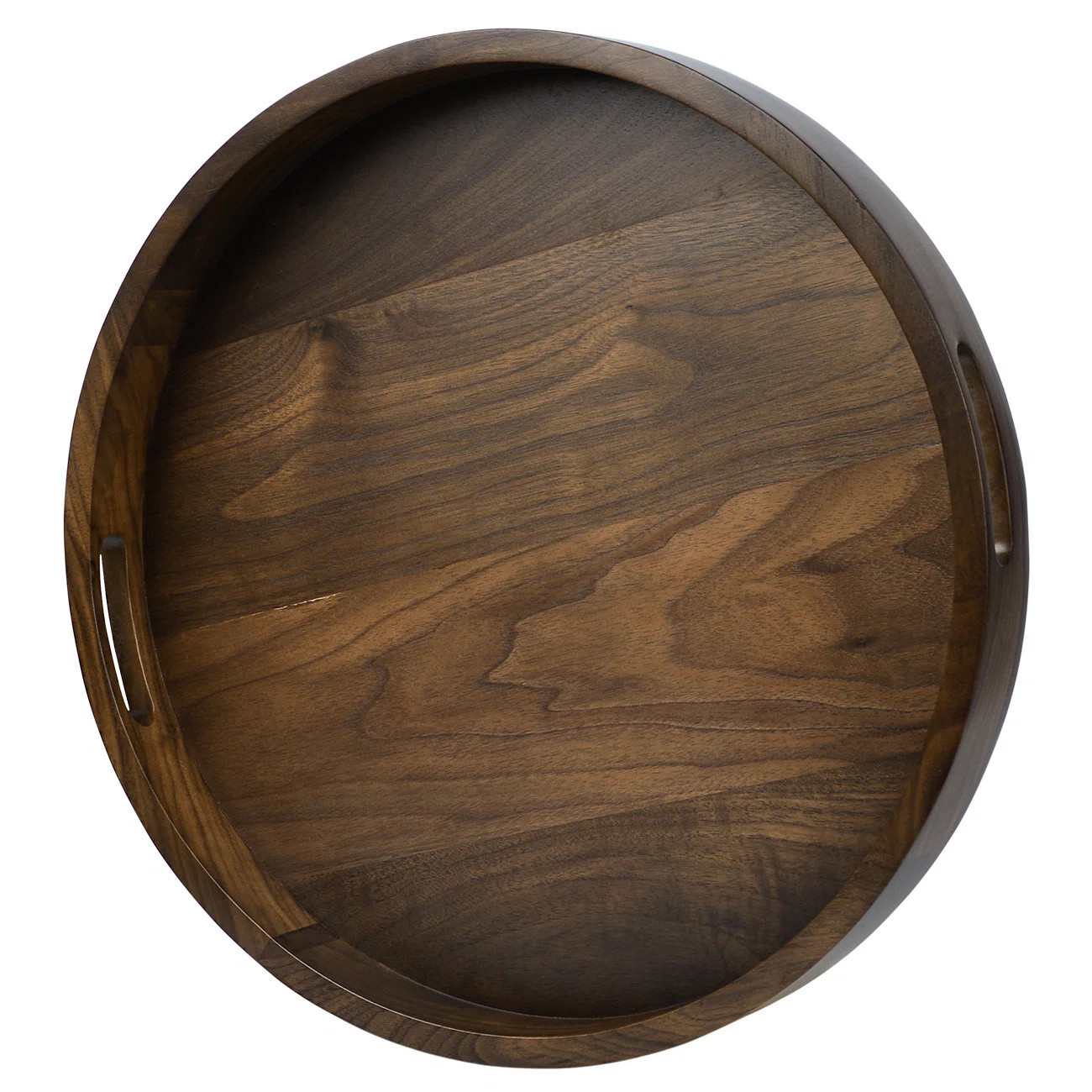Arooj Round Black Walnut Solid Wood Serving Tray Ottoman Tray | Wayfair North America