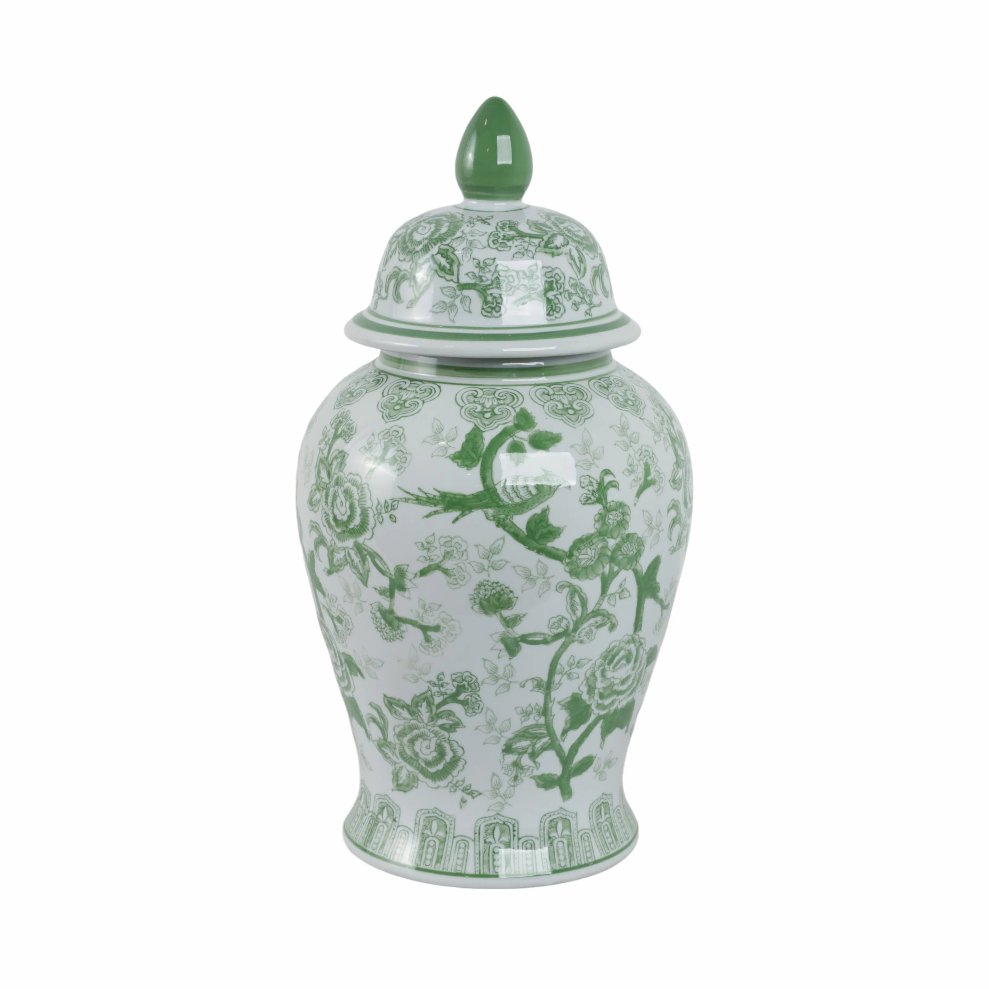 Ceramic Chinoiserie Ginger Jar Decorative Lidded Vessel in Classic Oriental Style | Wayfair North America
