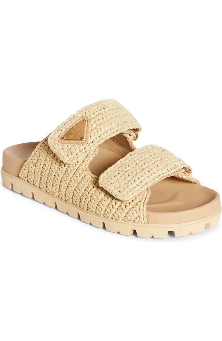 Prada Raffia Double Band Slide Sandal (Women) | Nordstrom | Nordstrom