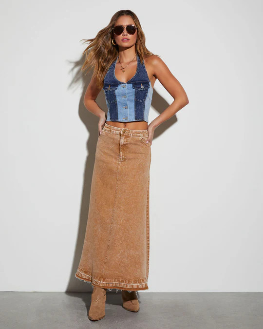 Brandie Two-Toned Denim Vest Top | VICI