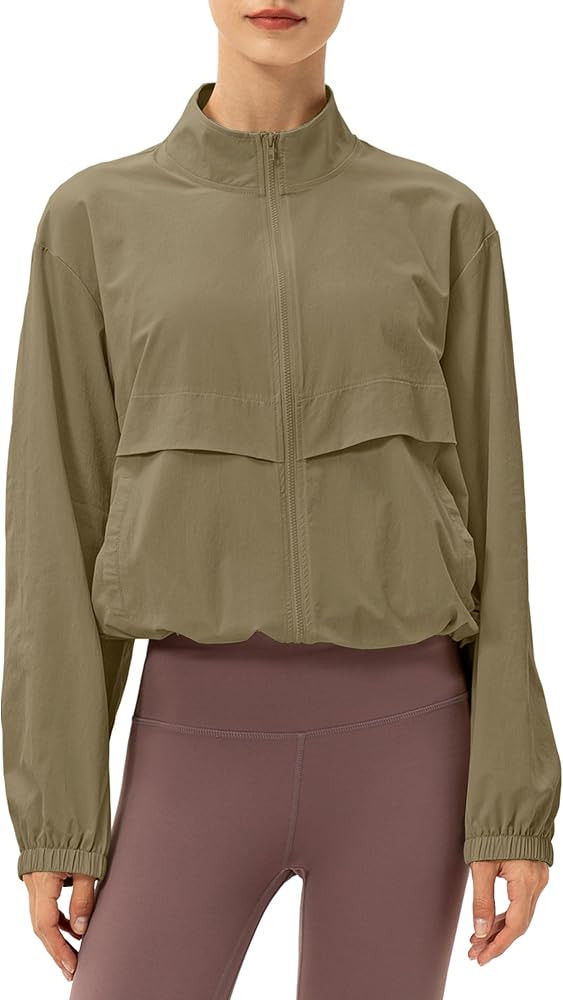 Locachy Women's Lightweight Zip Up Athletic Jacket Stand Collar Windproof Sun Protection Workout ... | Amazon (US)
