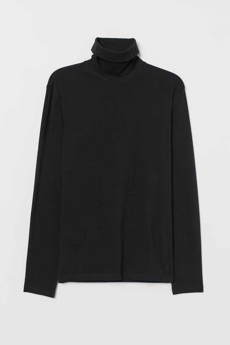 H & M - Slim Fit Turtleneck Shirt - Black | H&M (US)