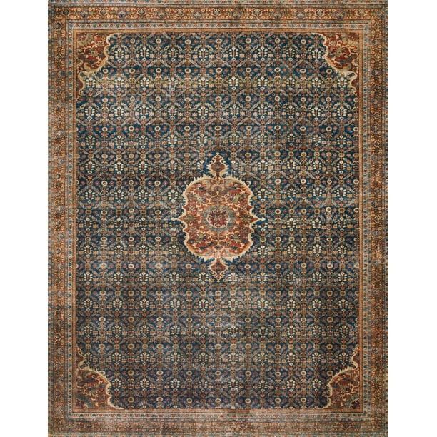 Loloi II Layla Printed Oriental Distressed Cobalt Blue / Spice Area Rug | Walmart (US)