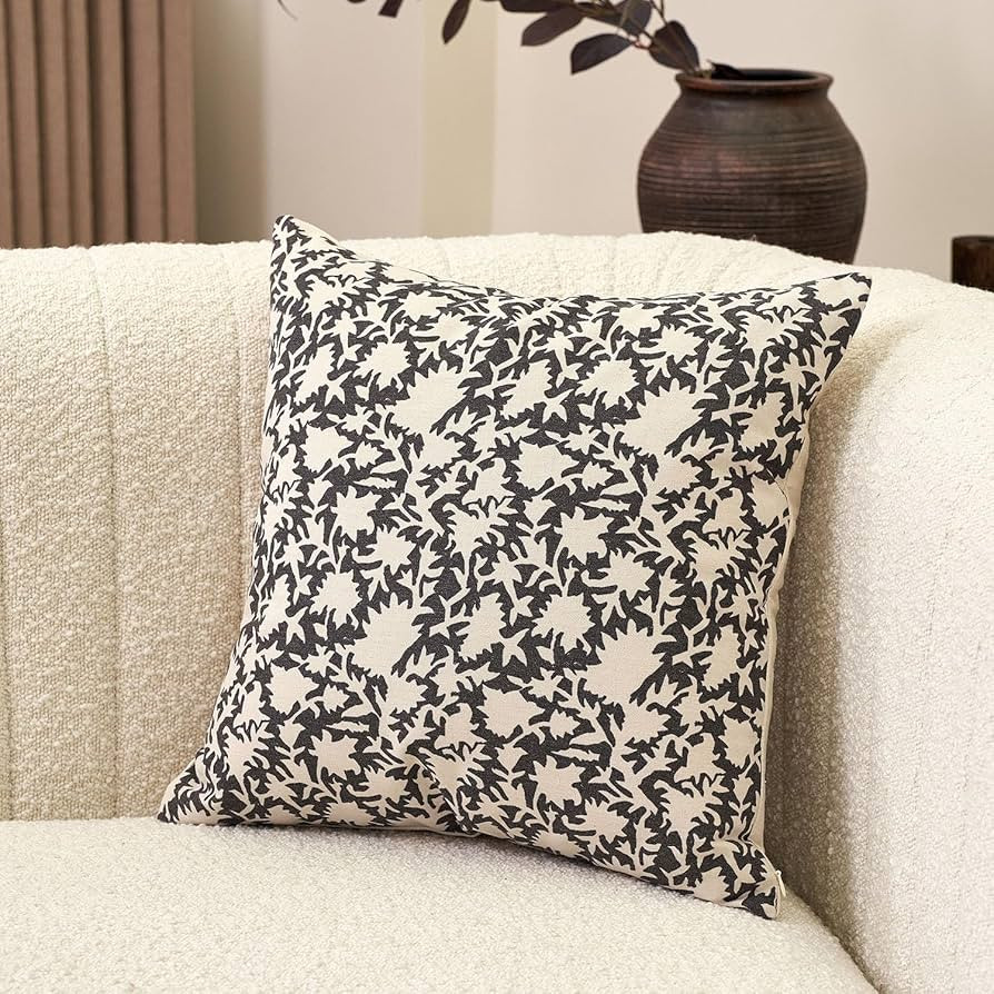 20x20 Pillow Cover Floral Pillow Covers Leaves Print Neutral Farmhouse Pillow Covers Decorative T... | Amazon (US)