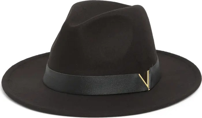 Vegan Leather V-Band Panama Hat | Nordstrom Rack