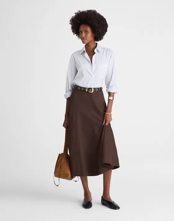 Paneled Midi Skirt in Cotton-Blend Twill | Madewell