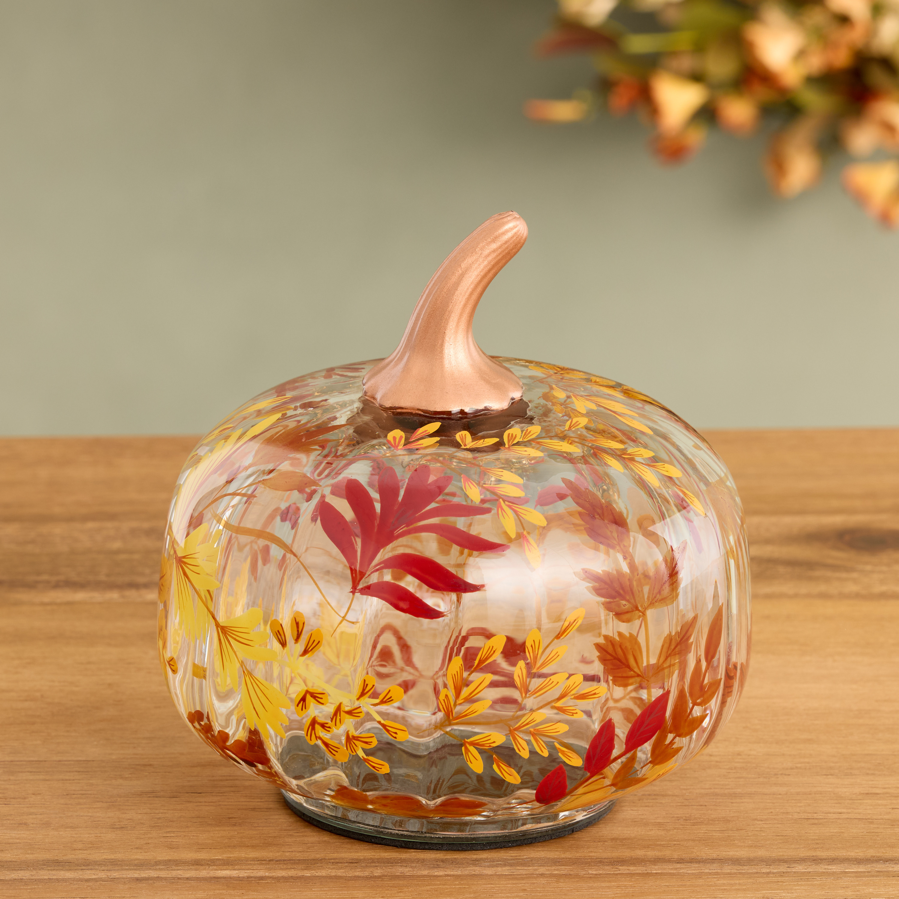 Handblown Glass Botanical Pumpkin Decor | World Market