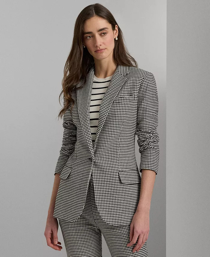 Women's Twill Houndstooth Blazer | Macy's