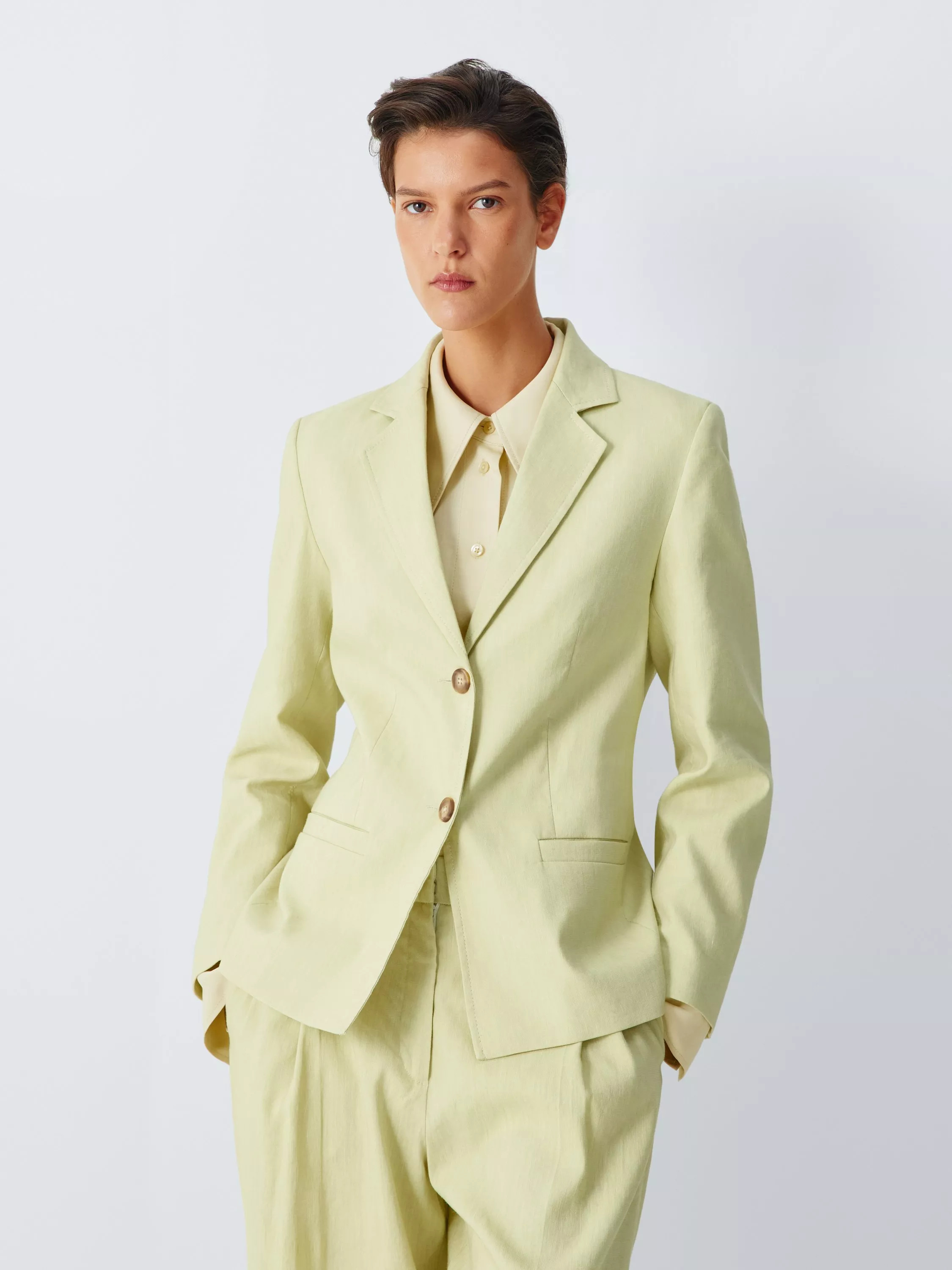 Linen Rich Belted Blazer, Spring Green | John Lewis (UK)