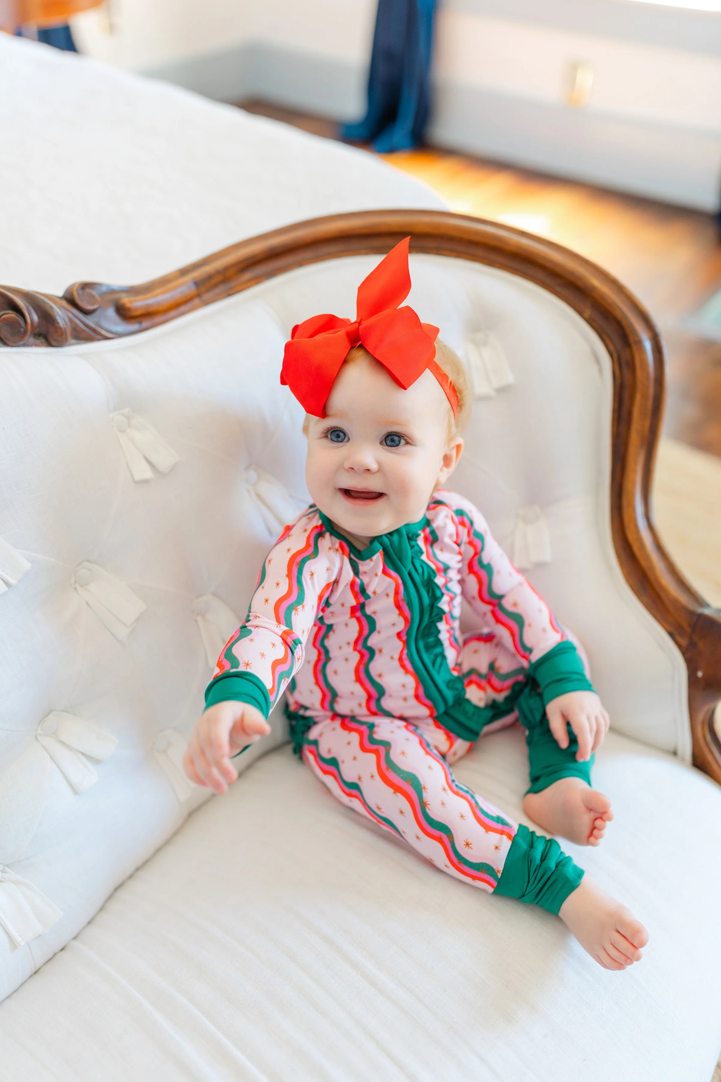 Starry Christmas Premium Ruffle Romper | Poppy Kids Co