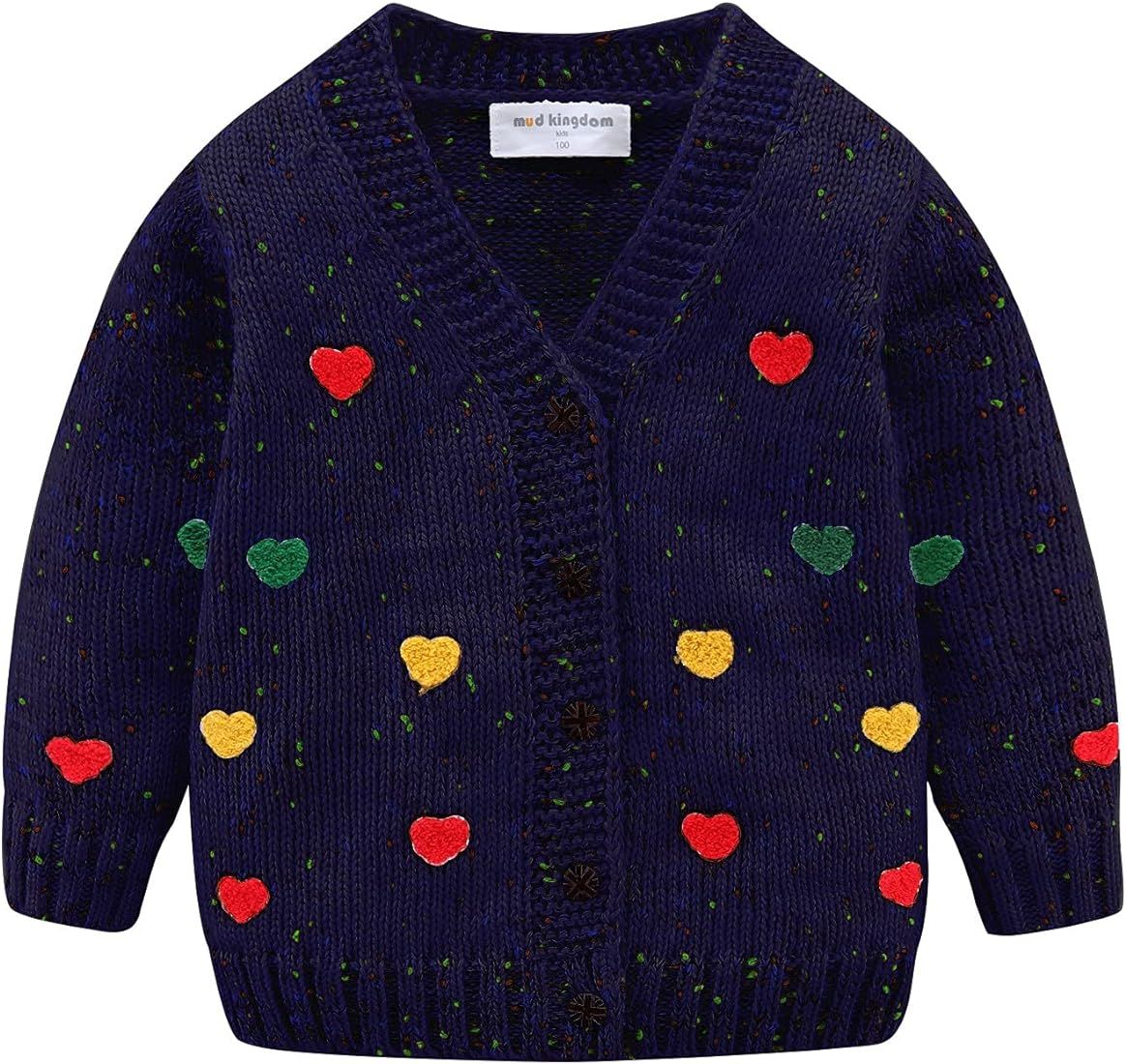 Mud Kingdom Girls Cardigan Sweaters Cute Colorful Love | Amazon (US)