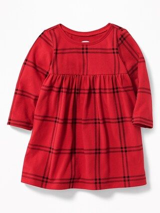 Old Navy Baby Patterned Jersey Babydoll Dress For Baby Red Plaid Size 0-3 M | Old Navy US