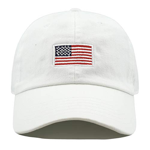 USA Flag & Embroidery Premium 100% Cotton Low Profile Adjustable Baseball Dad Cap (Flag-White) | Amazon (US)