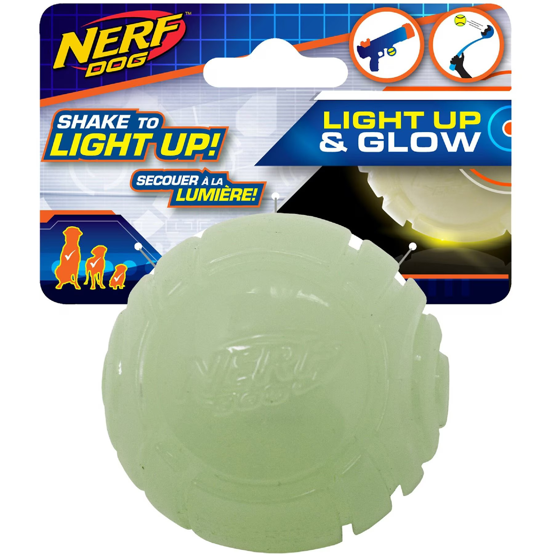Nerf Dog Light Up & Glow TPR LED Glow Sonic Ball Dog Toy, 2.5-in | Chewy