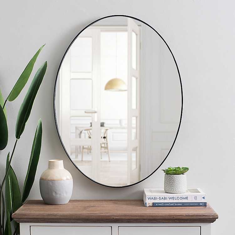 Black Wood Oval Wall Mirror | Kirkland's Home