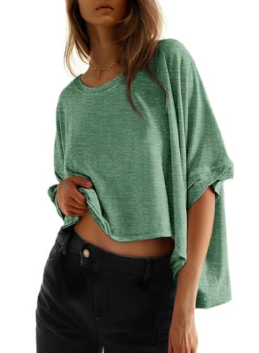 Dokotoo Summer Shirts 2025 Womens Solid T Shirts for Women Loose Oversized Tops Basic Tee | Amazon (US)