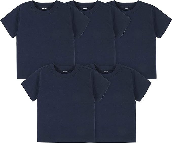 Gerber Baby Toddler 5-Pack Solid Short Sleeve T-Shirts Jersey 160 GSM | Amazon (US)