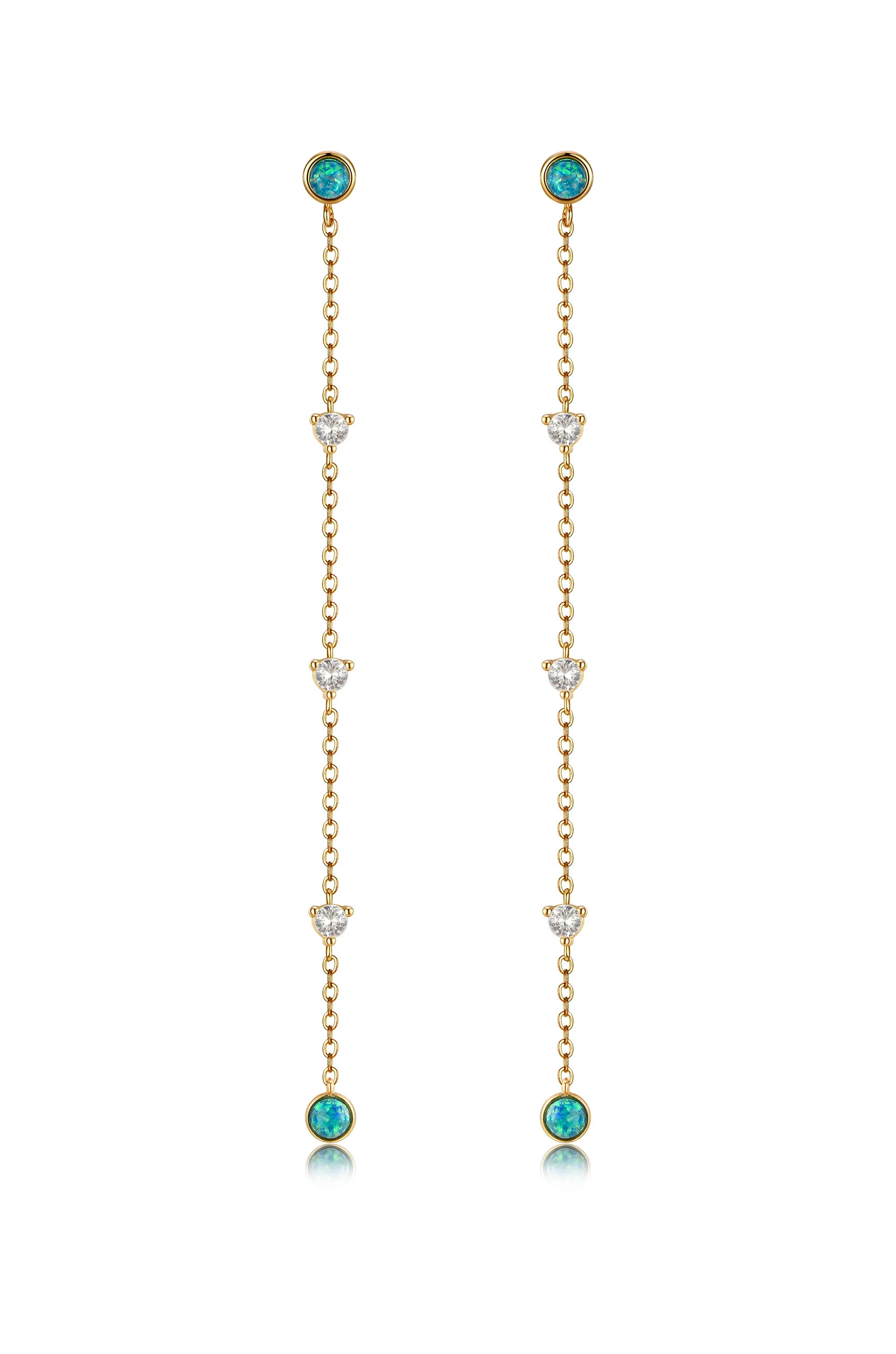 Green Kyocera Opal 18k Gold Plated Drop Earrings | Ettika