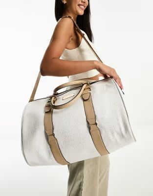 River Island embossed monogram weekend bag in white | ASOS (Global)