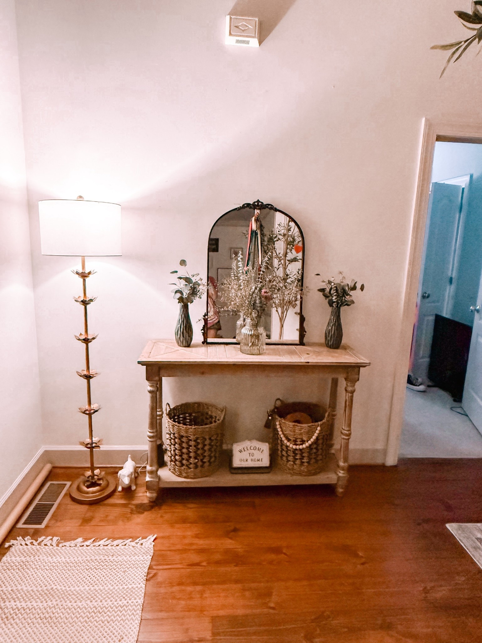 Entryway table. Anthro inspired floor lamp. Home decor. Spring home decor. Spring refresh  

#LTKmomlife #LTKHome #LTKSaleAlert