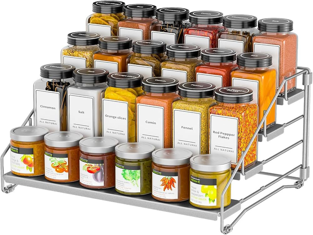 4 Tier Spice Rack for Cabinet, Spice Rack Organizer, Depth Adjustable Spice Organizer for Counter... | Amazon (US)