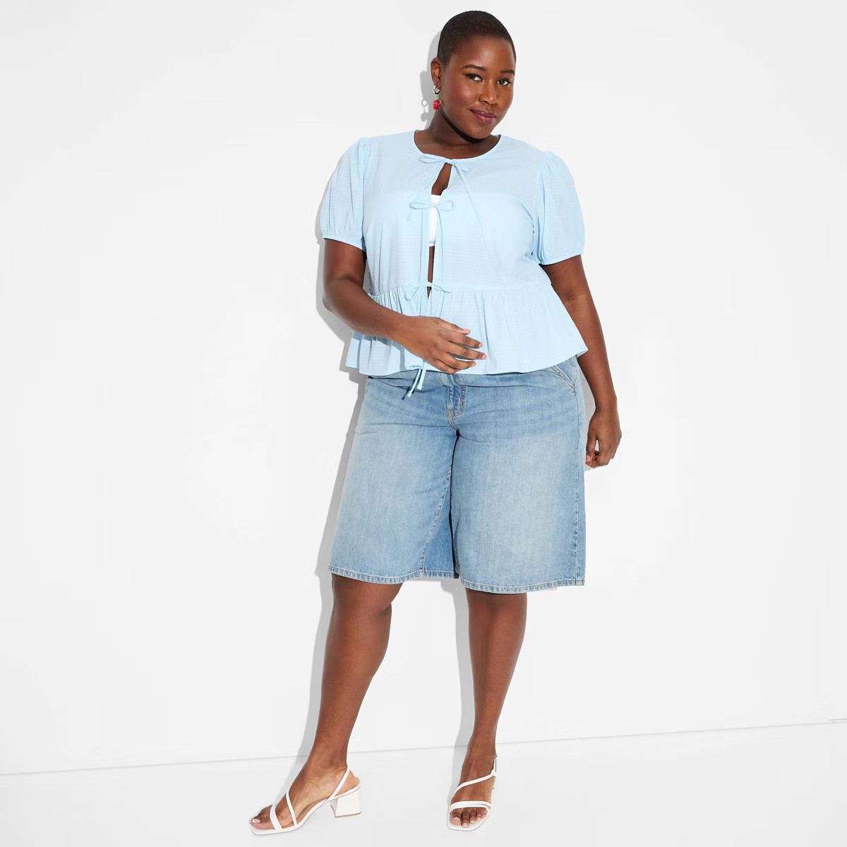 Women's Puff Sleeve Tie-Front Peplum Blouse - Wild Fable™ | Target