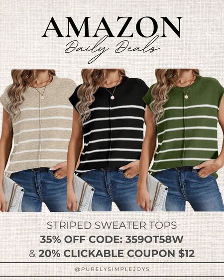 ⭐️ Amazon daily deal 
Striped sweater tops 35% off with code 359OT58W plus 20% clickable coupon. $12 after discounts. Price seen at checkout 



#LTKFindsUnder50 #LTKSeasonal #LTKSaleAlert