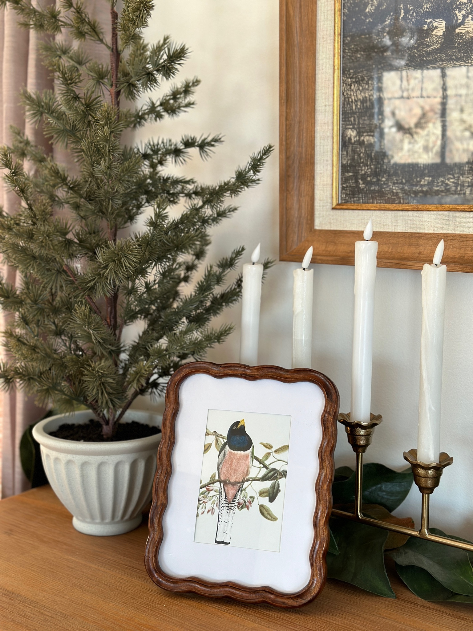 Simple art for easy winter decor! I love this beautiful wood frame. It’s so unique! Great for a side table or buffet  

#LTKHome #LTKFindsUnder50 #LTKSeasonal
