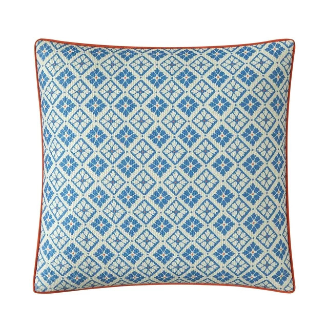 Mainstays by Becky G. & Alejandra Decorative Pillow, Blue Eyes Tile Medallion, 18" x 18" | Walmart (US)
