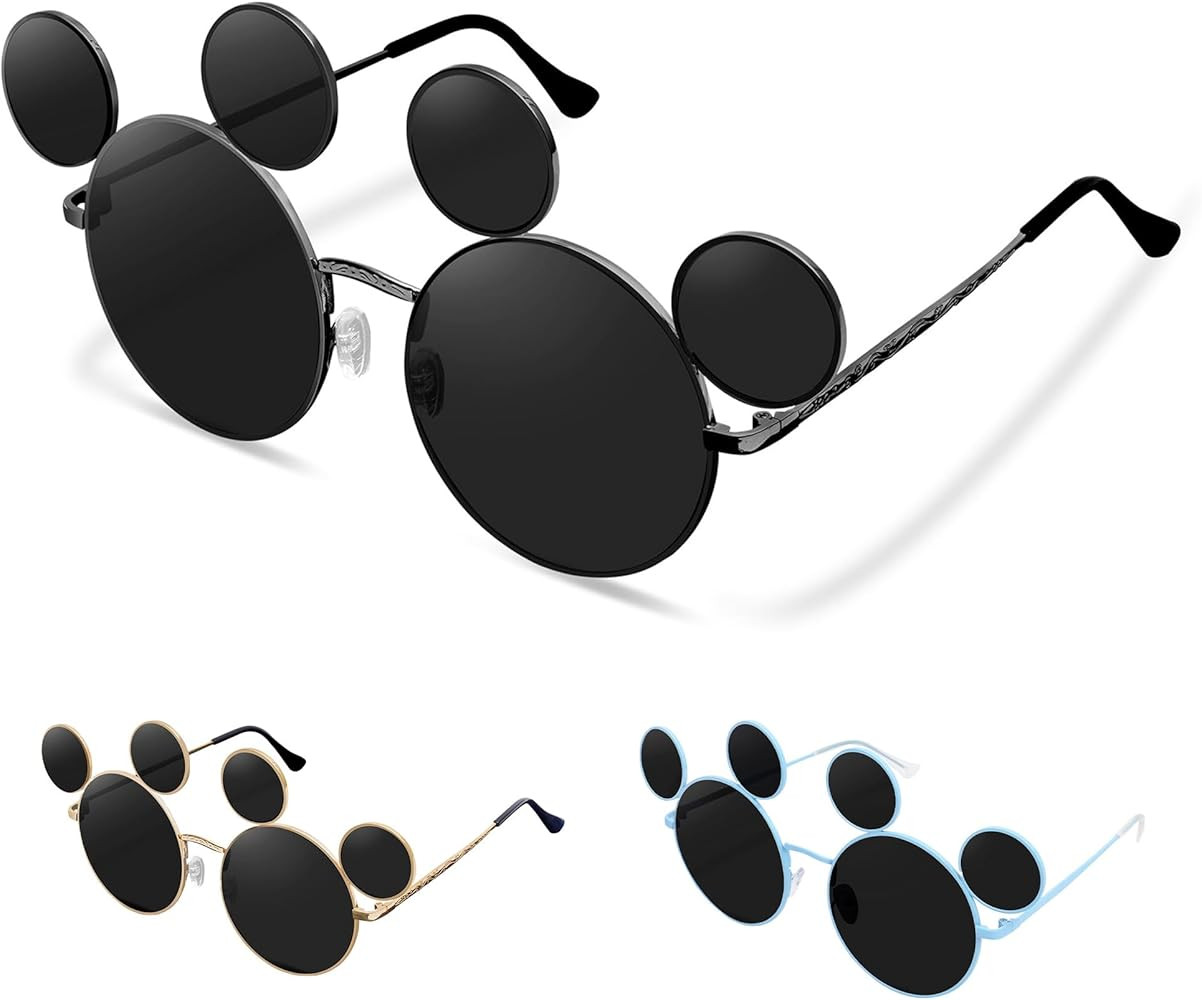 Mouse Ears Sunglasses for Women Men, Black Cartoon Sun Glasses, Theme Park Accessories, UV Protec... | Amazon (US)