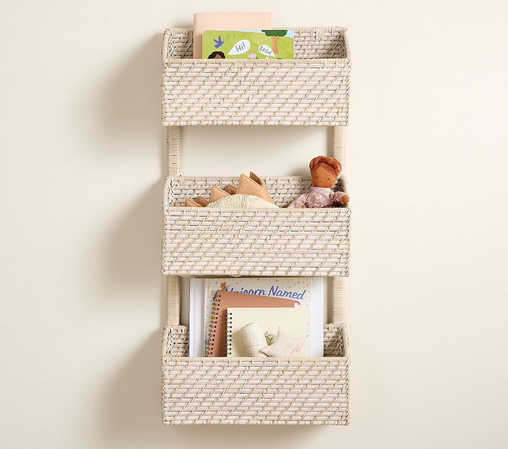 Quinn Tiered Wall Storage Rack, White Washed | Pottery Barn Kids