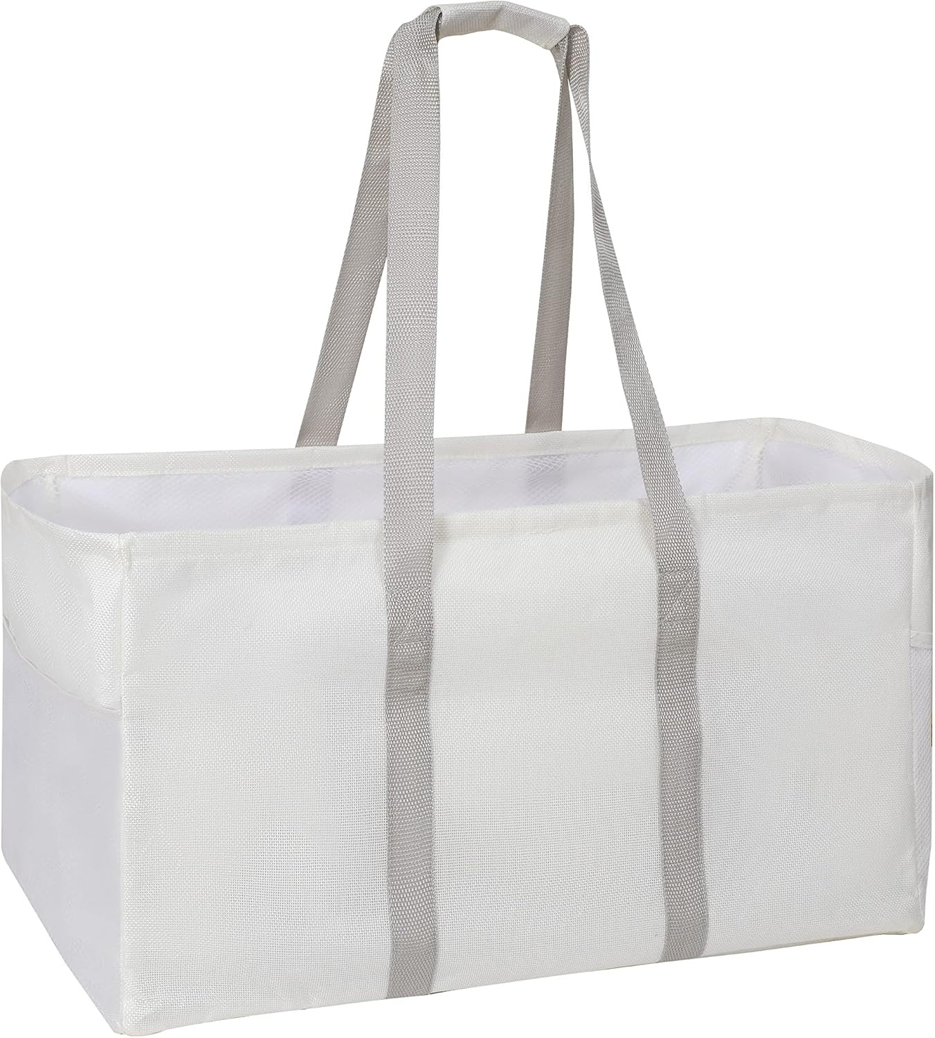 Large Collapsible Utility Tote Bag,Foldable Beach Bag,Reusable Grocery Shopping Bag,Linen Type Cl... | Amazon (US)