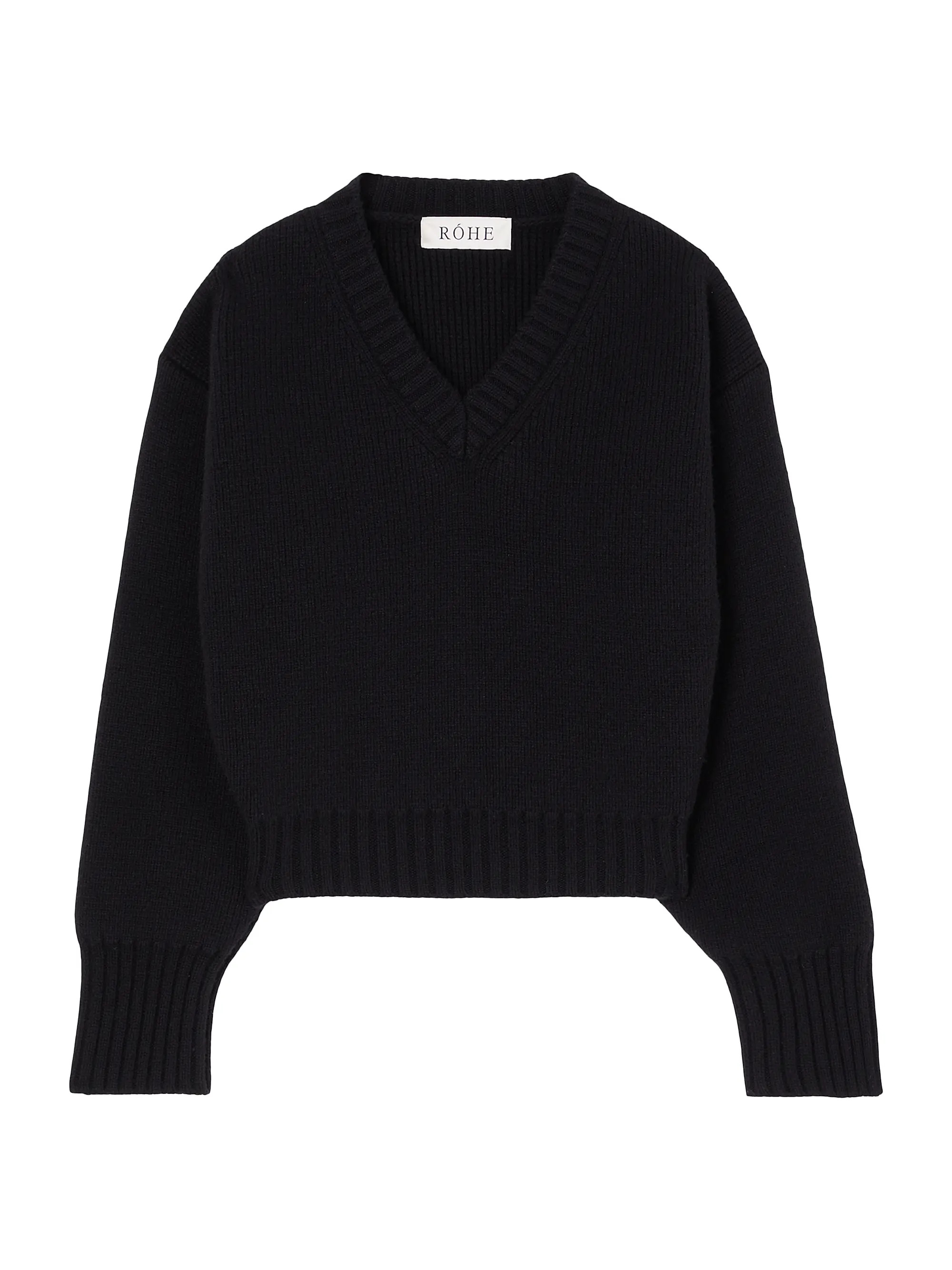 Shop Róhe Compact-Knit Wool V-Neck Sweater | Saks Fifth Avenue | Saks Fifth Avenue