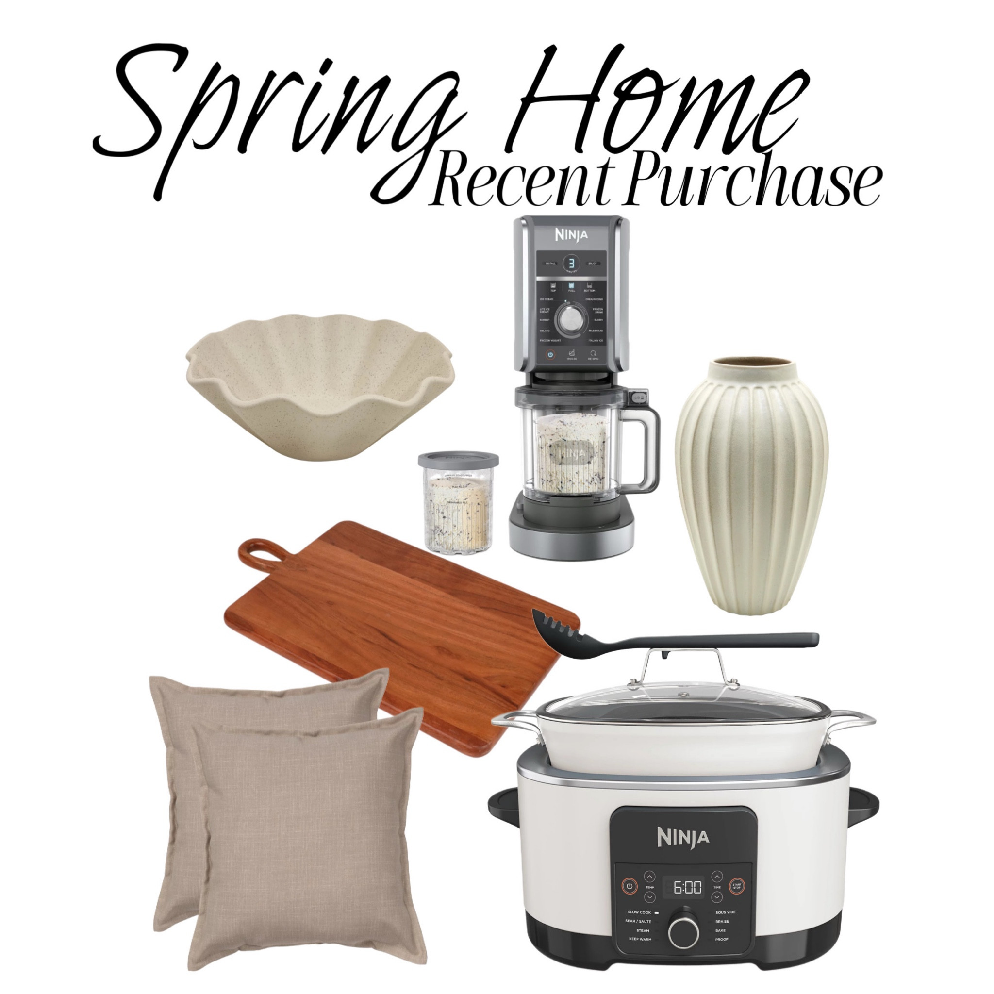 Spring home kohls recent purchase 

Ruffle bowl, outdoor pillows, ninja, ice cream, crockpot, cutting board, organic modern vase, spring decor

#LTKSeasonal #LTKHome #LTKSpringSale